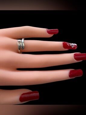 925 Sterling Silver faith cross open ring